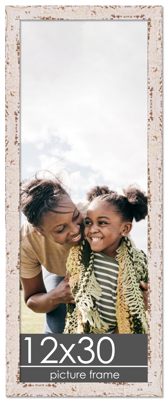 Panoramic Shabby Chic White Picture Frame - UV Acrylic, Foam Board Backing, Hanging Hardware